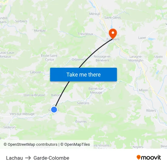 Lachau to Garde-Colombe map