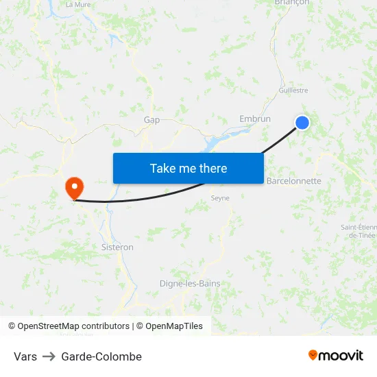 Vars to Garde-Colombe map
