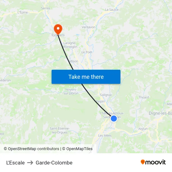 L'Escale to Garde-Colombe map