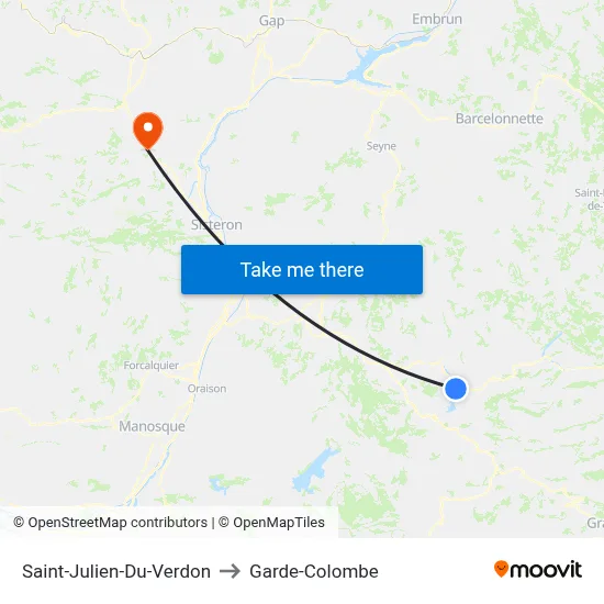 Saint-Julien-Du-Verdon to Garde-Colombe map