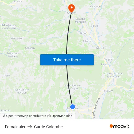 Forcalquier to Garde-Colombe map