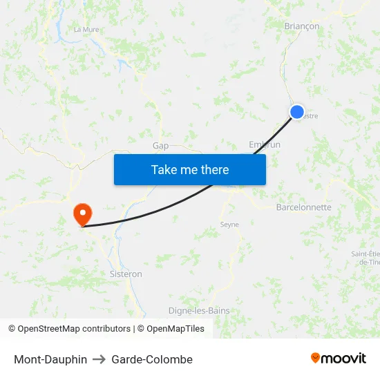 Mont-Dauphin to Garde-Colombe map