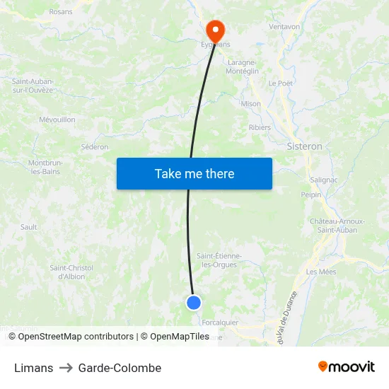 Limans to Garde-Colombe map