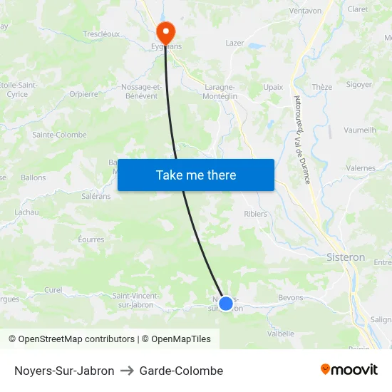 Noyers-Sur-Jabron to Garde-Colombe map