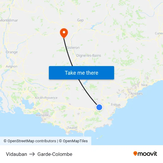 Vidauban to Garde-Colombe map