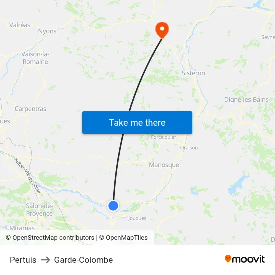 Pertuis to Garde-Colombe map