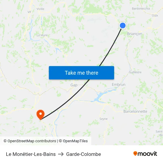 Le Monêtier-Les-Bains to Garde-Colombe map