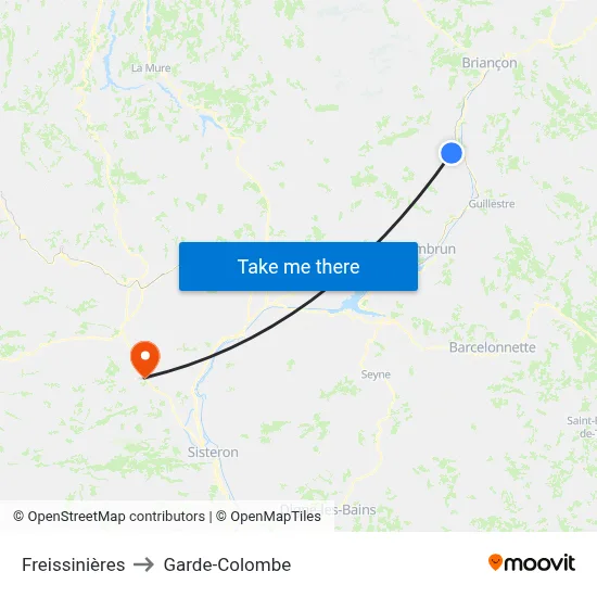 Freissinières to Garde-Colombe map