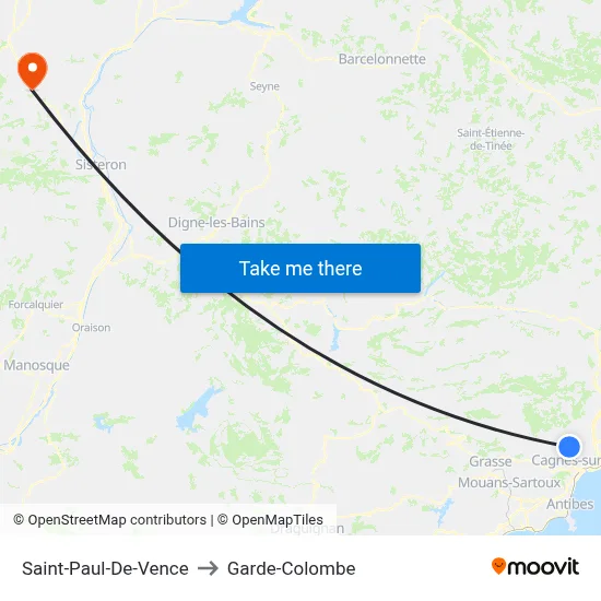 Saint-Paul-De-Vence to Garde-Colombe map