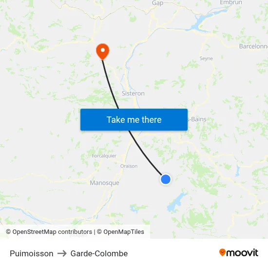 Puimoisson to Garde-Colombe map
