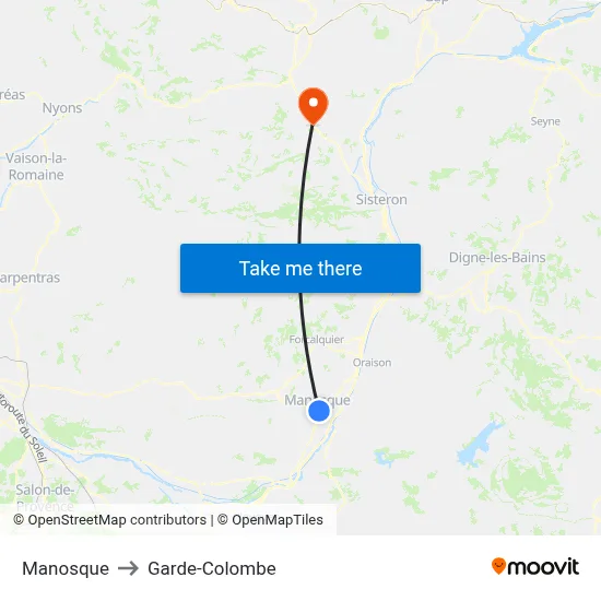 Manosque to Garde-Colombe map