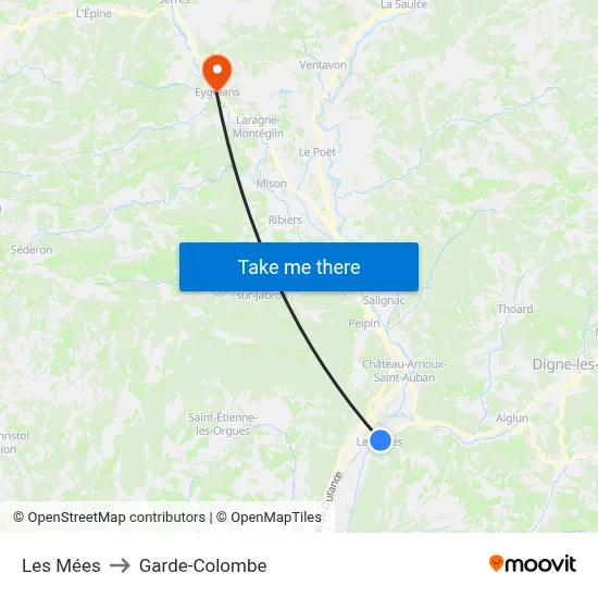 Les Mées to Garde-Colombe map