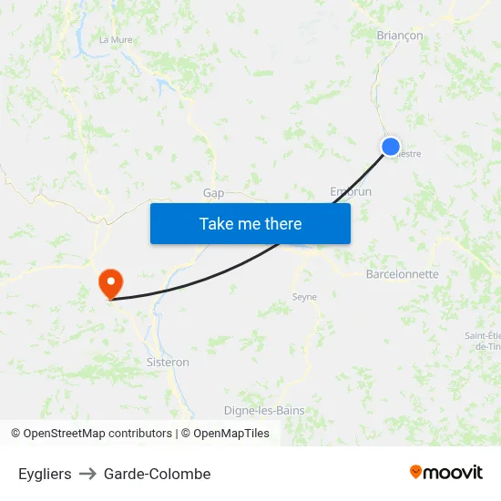 Eygliers to Garde-Colombe map