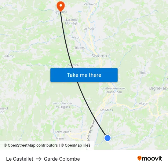 Le Castellet to Garde-Colombe map