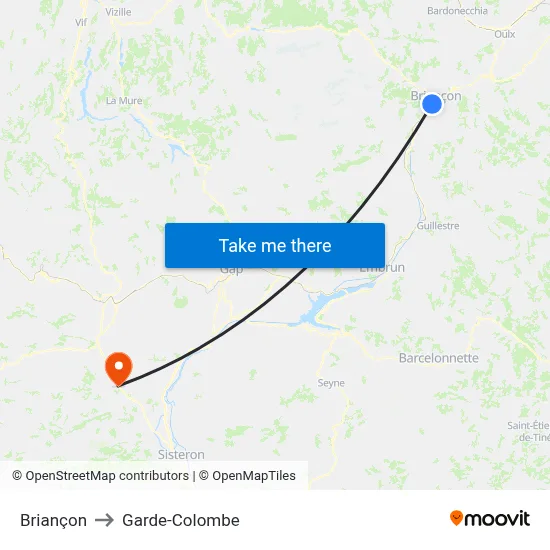 Briançon to Garde-Colombe map