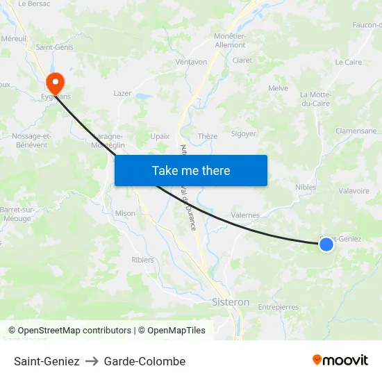 Saint-Geniez to Garde-Colombe map