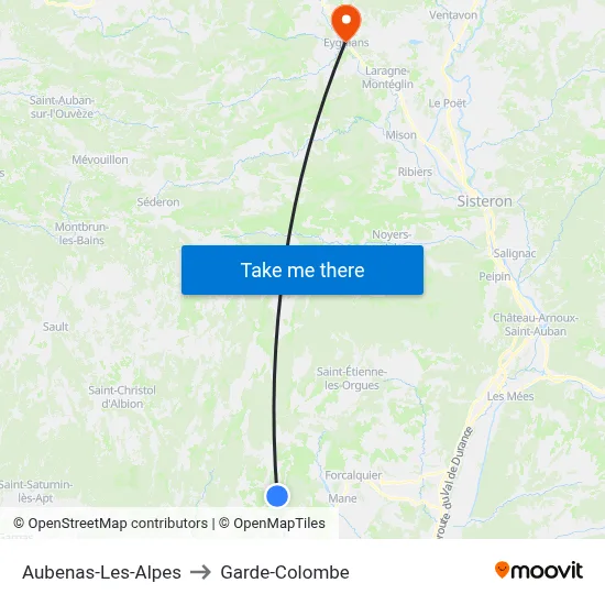 Aubenas-Les-Alpes to Garde-Colombe map