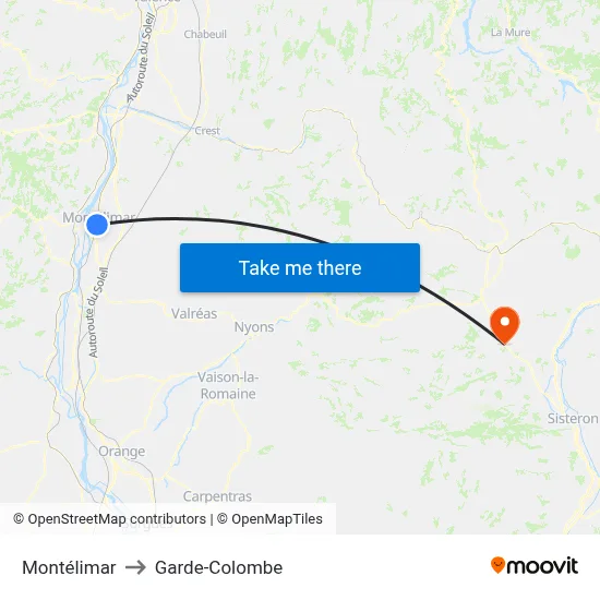 Montélimar to Garde-Colombe map