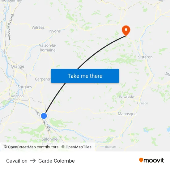 Cavaillon to Garde-Colombe map