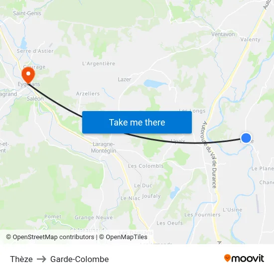 Thèze to Garde-Colombe map