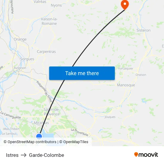 Istres to Garde-Colombe map
