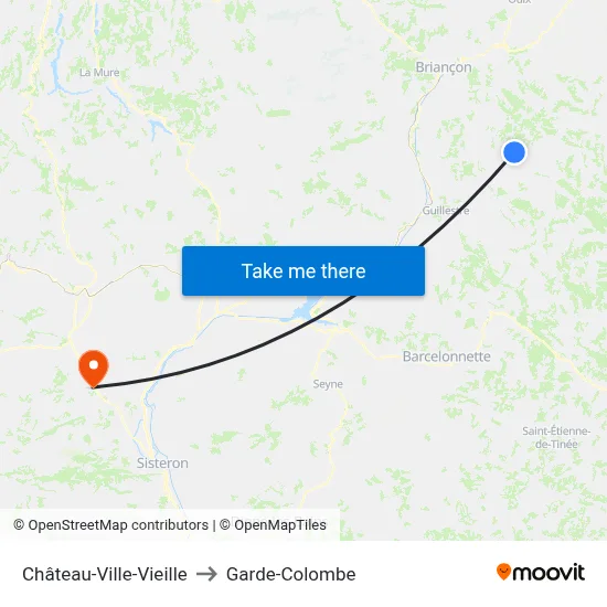 Château-Ville-Vieille to Garde-Colombe map