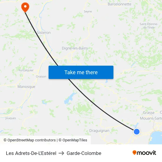 Les Adrets-De-L'Estérel to Garde-Colombe map