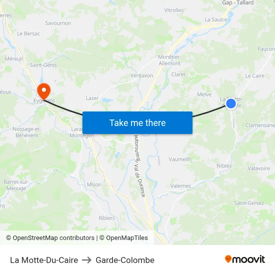 La Motte-Du-Caire to Garde-Colombe map