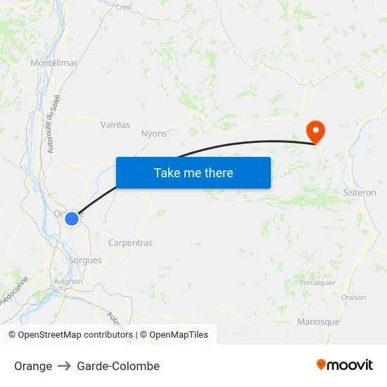 Orange to Garde-Colombe map