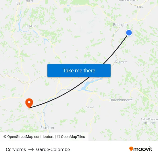 Cervières to Garde-Colombe map