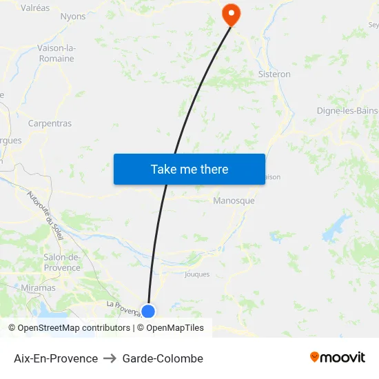 Aix-En-Provence to Garde-Colombe map