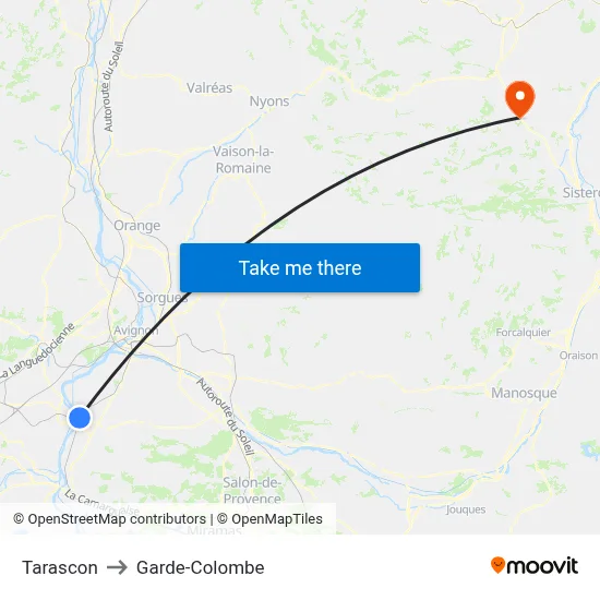Tarascon to Garde-Colombe map