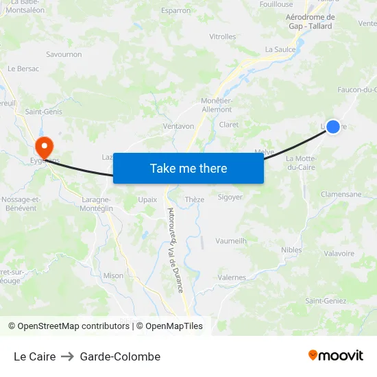 Le Caire to Garde-Colombe map