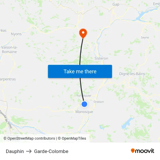 Dauphin to Garde-Colombe map