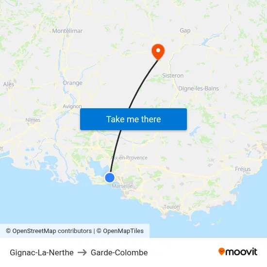 Gignac-La-Nerthe to Garde-Colombe map