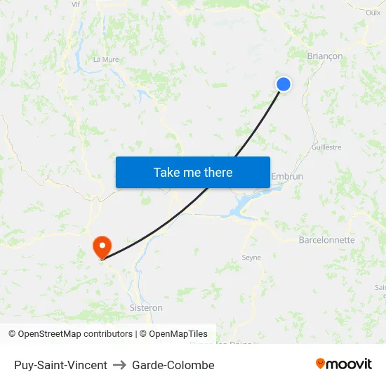 Puy-Saint-Vincent to Garde-Colombe map