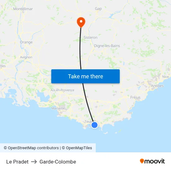 Le Pradet to Garde-Colombe map