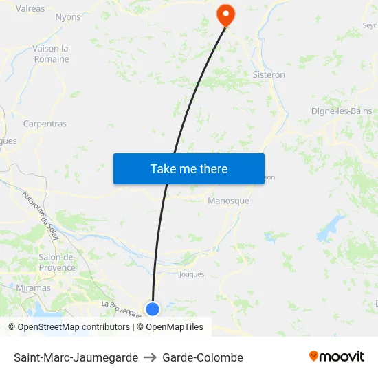 Saint-Marc-Jaumegarde to Garde-Colombe map