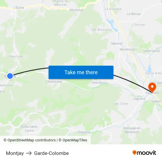 Montjay to Garde-Colombe map
