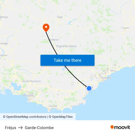 Fréjus to Garde-Colombe map