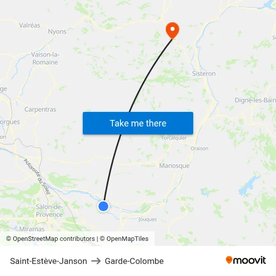 Saint-Estève-Janson to Garde-Colombe map