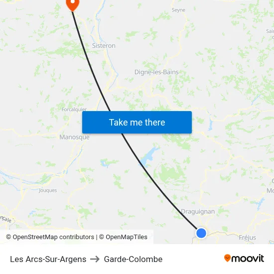 Les Arcs-Sur-Argens to Garde-Colombe map