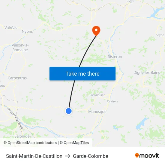Saint-Martin-De-Castillon to Garde-Colombe map