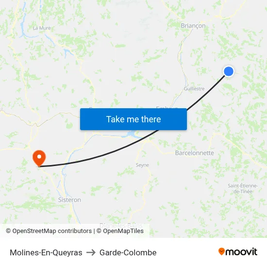 Molines-En-Queyras to Garde-Colombe map
