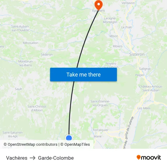 Vachères to Garde-Colombe map