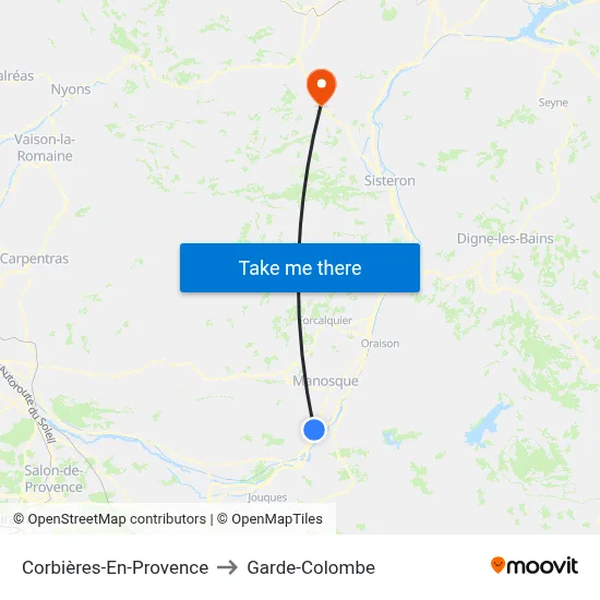 Corbières-En-Provence to Garde-Colombe map