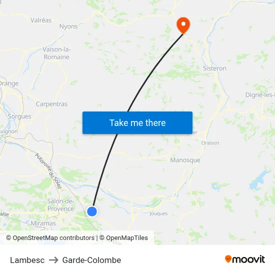 Lambesc to Garde-Colombe map