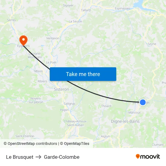Le Brusquet to Garde-Colombe map