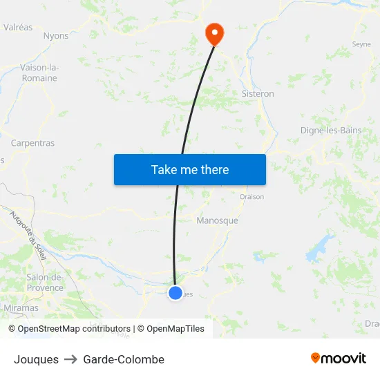 Jouques to Garde-Colombe map