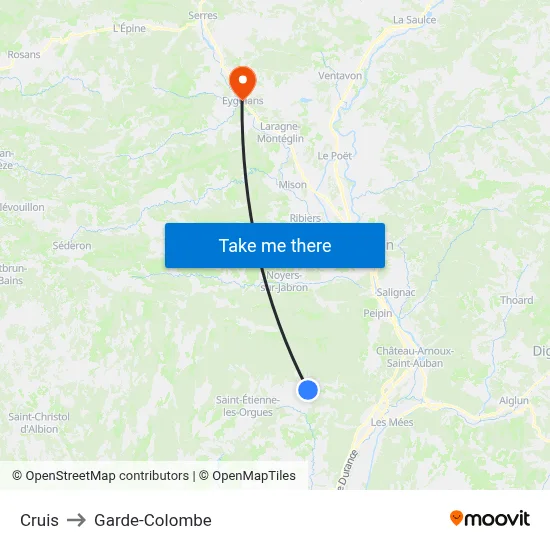 Cruis to Garde-Colombe map
